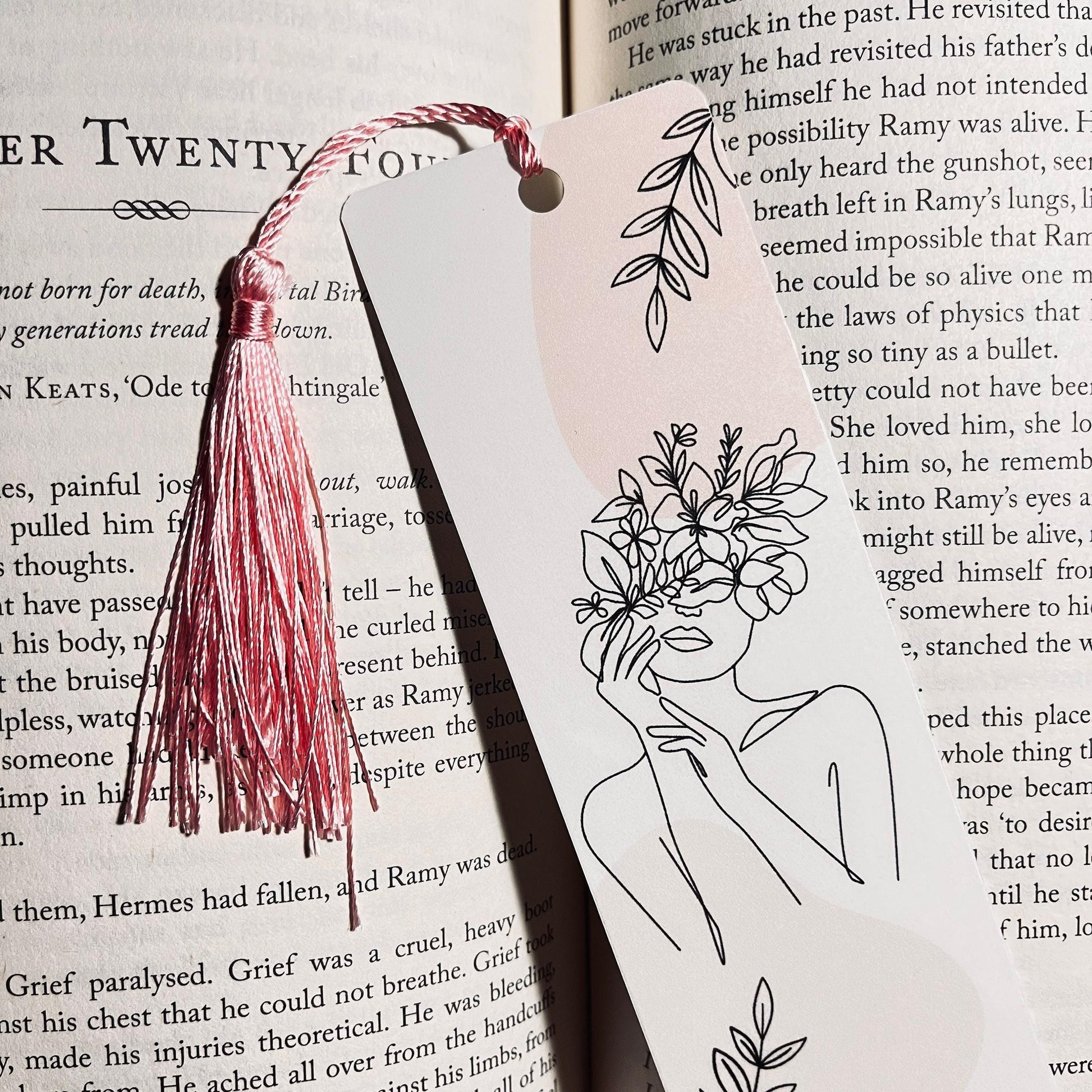 Floral One Line Art Bookmark: Handmade bookmark by Magic & Meaning