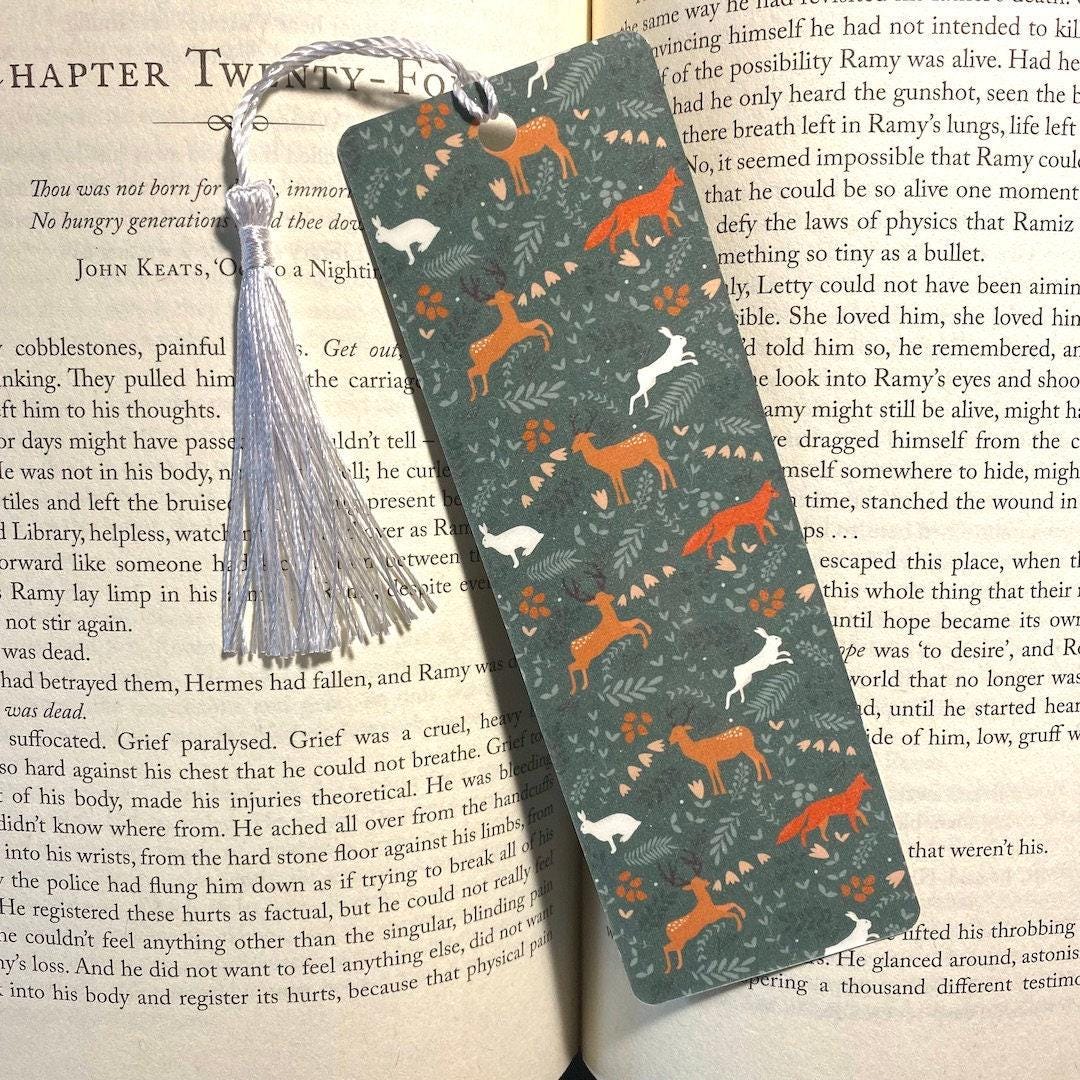 Forest Animal Bookmark, Fox Deer Rabbit (Handmade Laminated) bookmark by Magic & Meaning