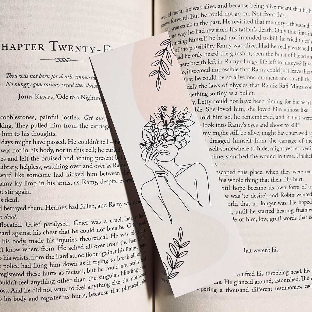 Floral One Line Art Bookmark: Handmade bookmark by Magic & Meaning