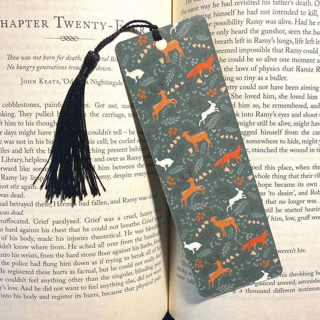 Forest Animal Bookmark, Fox Deer Rabbit (Handmade Laminated) bookmark by Magic & Meaning