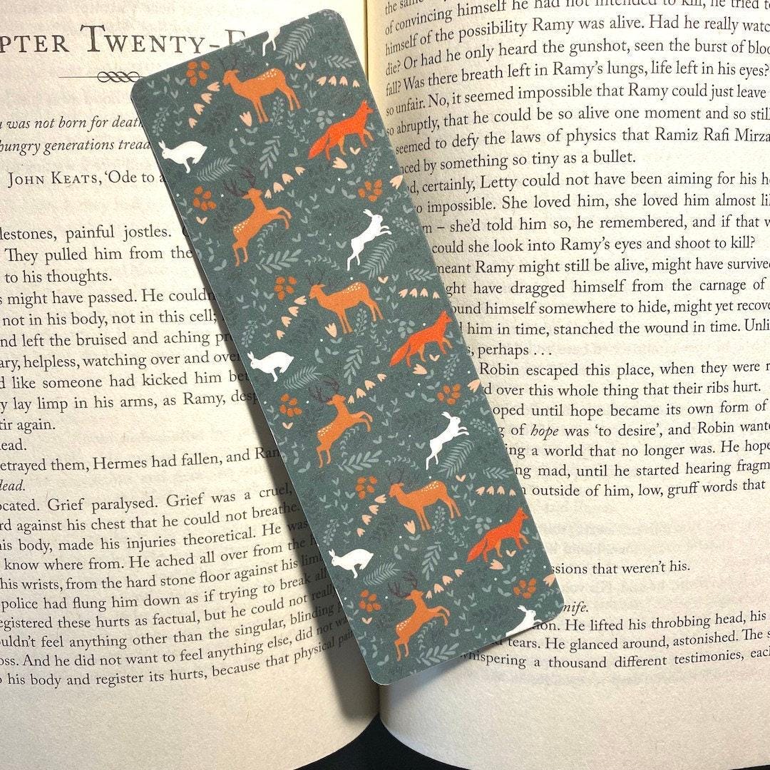 Forest Animal Bookmark, Fox Deer Rabbit (Handmade Laminated) bookmark by Magic & Meaning