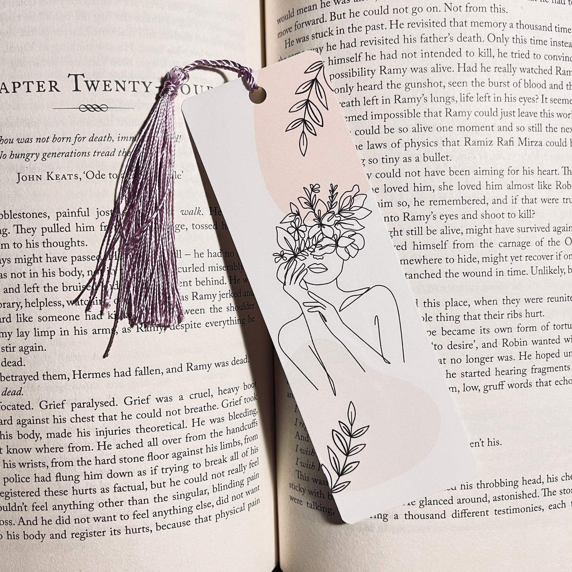 Floral One Line Art Bookmark: Handmade bookmark by Magic & Meaning