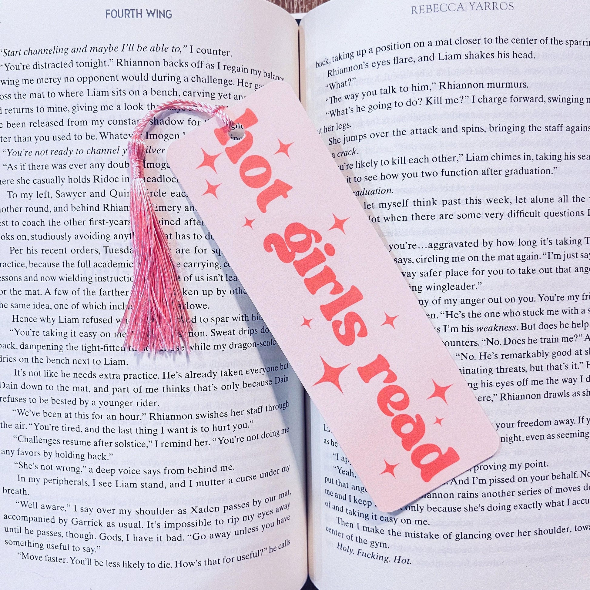 Book Lover Bookmark Hot Girls Read, Funny Quote (Laminated, Tassel) bookmark by Magic & Meaning