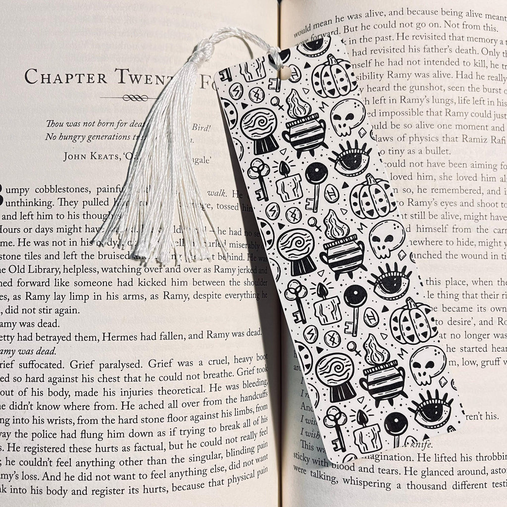 Gothic Halloween Bookmark: Laminated with Tassel, Durable Cardstock bookmark by Magic & Meaning