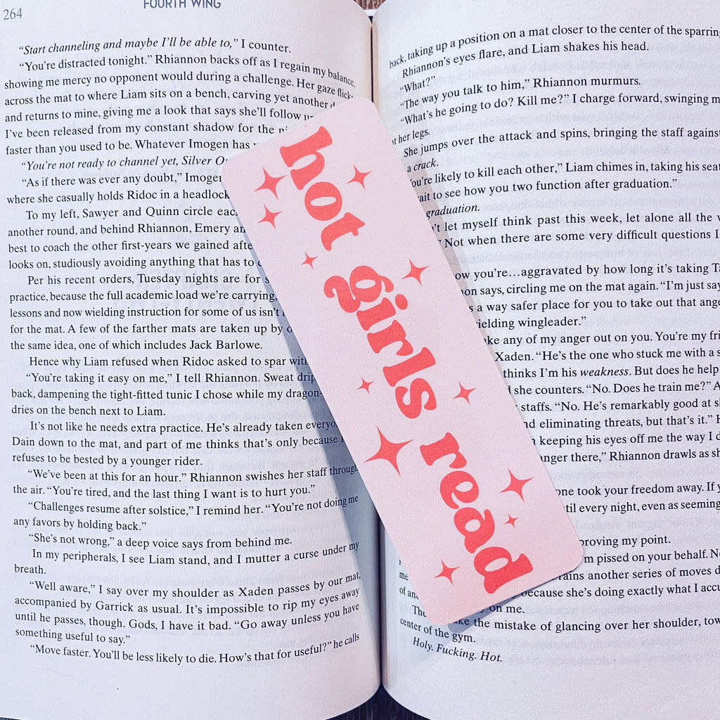 Book Lover Bookmark Hot Girls Read, Funny Quote (Laminated, Tassel) bookmark by Magic & Meaning