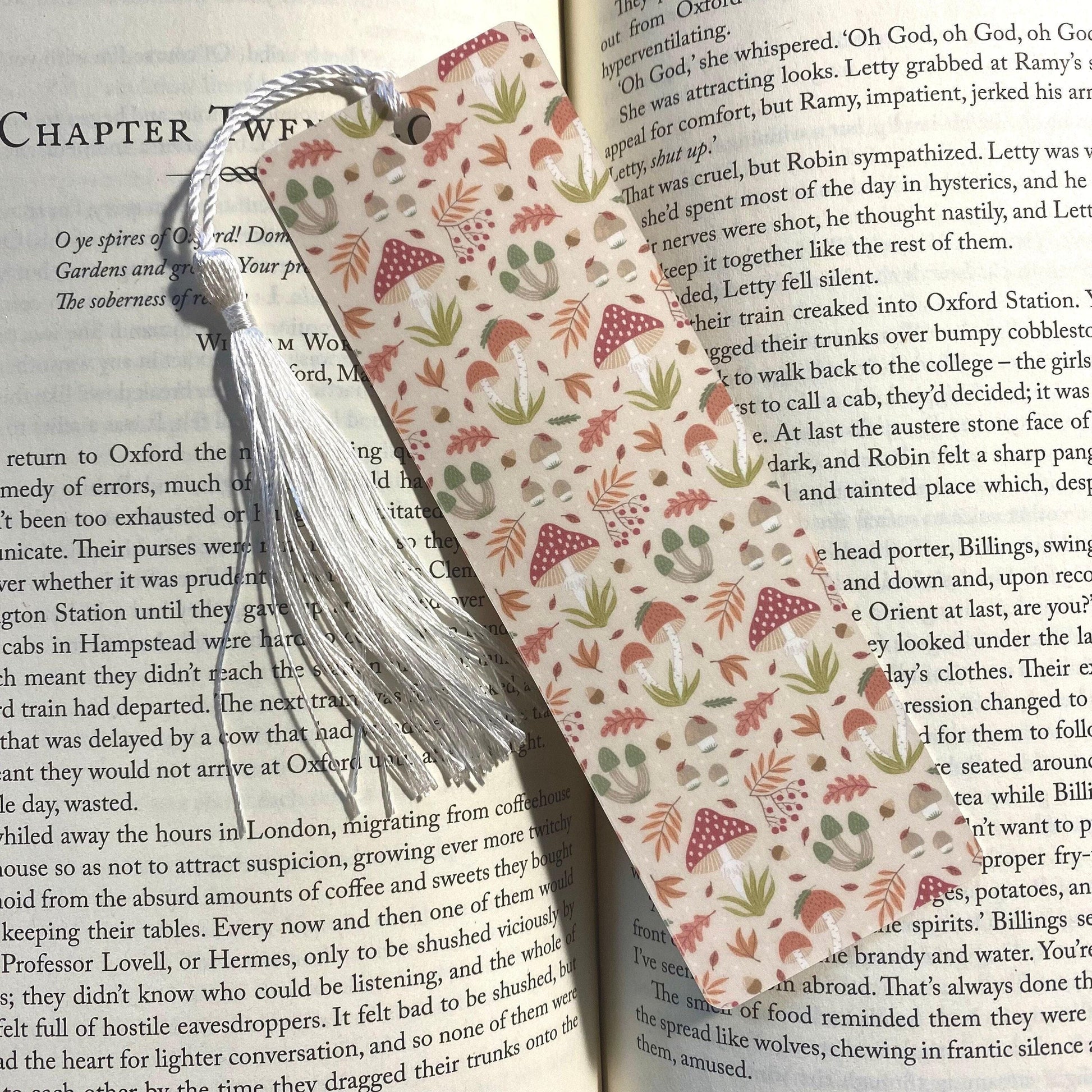 Mushroom Forest Bookmark: Laminated Book Lover Gift with Tassel bookmark by Magic & Meaning