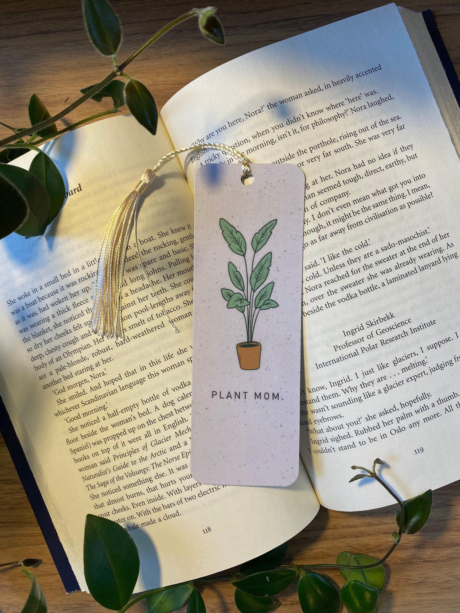 Plant Mom Bookmark, Laminated Houseplant Art (Durable Cardstock) bookmark by Magic & Meaning