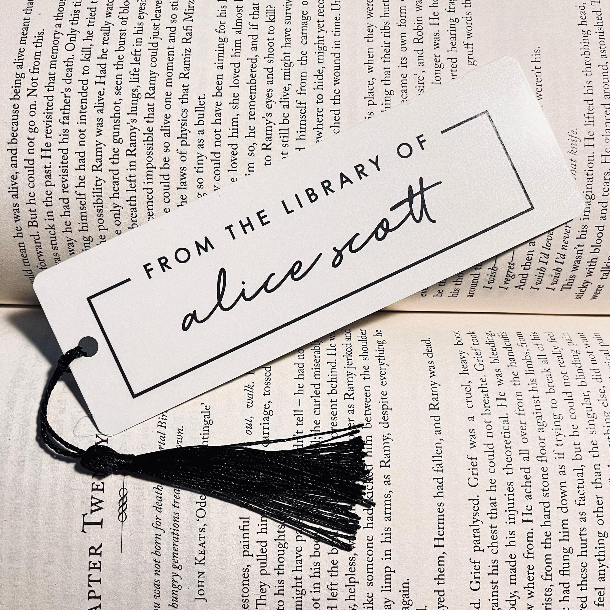 Book Lover Gift Bookmark: Personalized Name - Custom Tassel Colors bookmark by Magic & Meaning