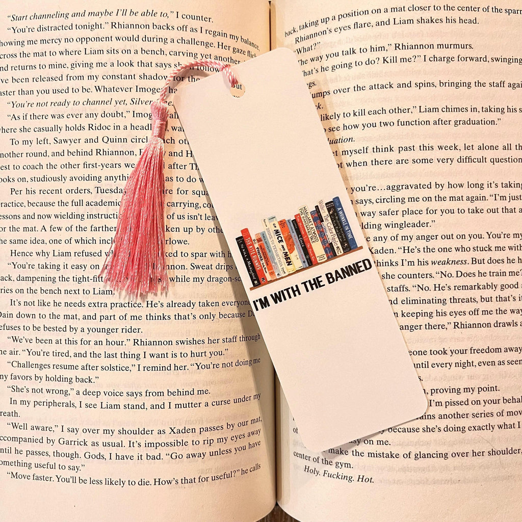 Sarcastic Book Lover Bookmark - I'm With The Banned Design bookmark by Magic & Meaning