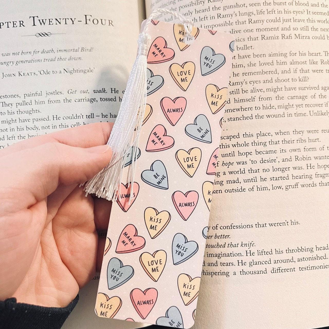 Funny Sarcastic Bookmark, Conversation Hearts, Cute Valentine’s bookmark by Magic & Meaning
