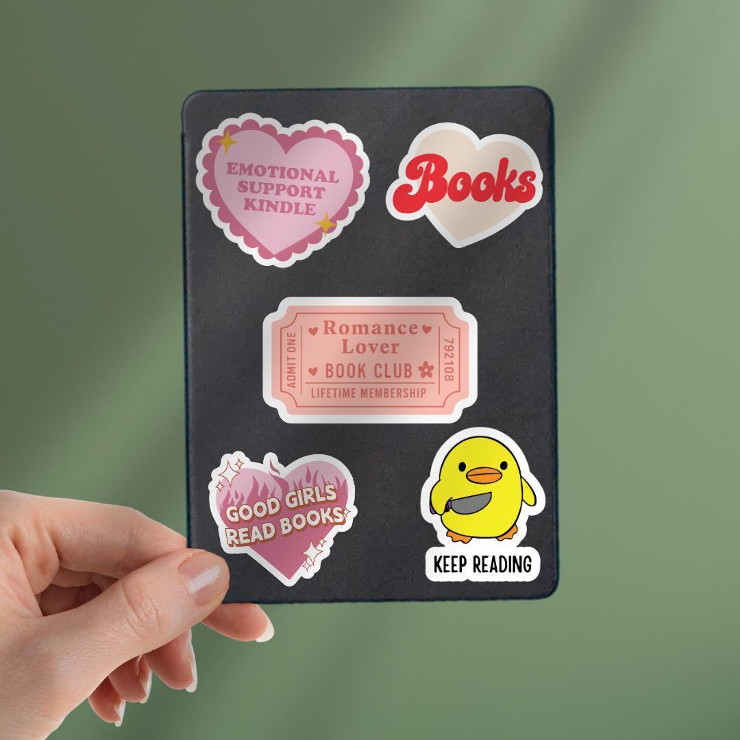 Romance Book Club Kindle Sticker: Book Lover E-reader Vinyl Decal sticker by Magic & Meaning