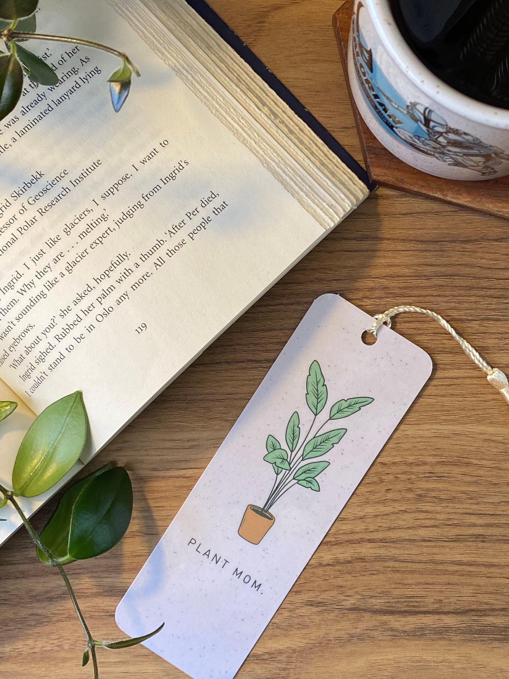 Plant Mom Bookmark, Laminated Houseplant Art (Durable Cardstock) bookmark by Magic & Meaning