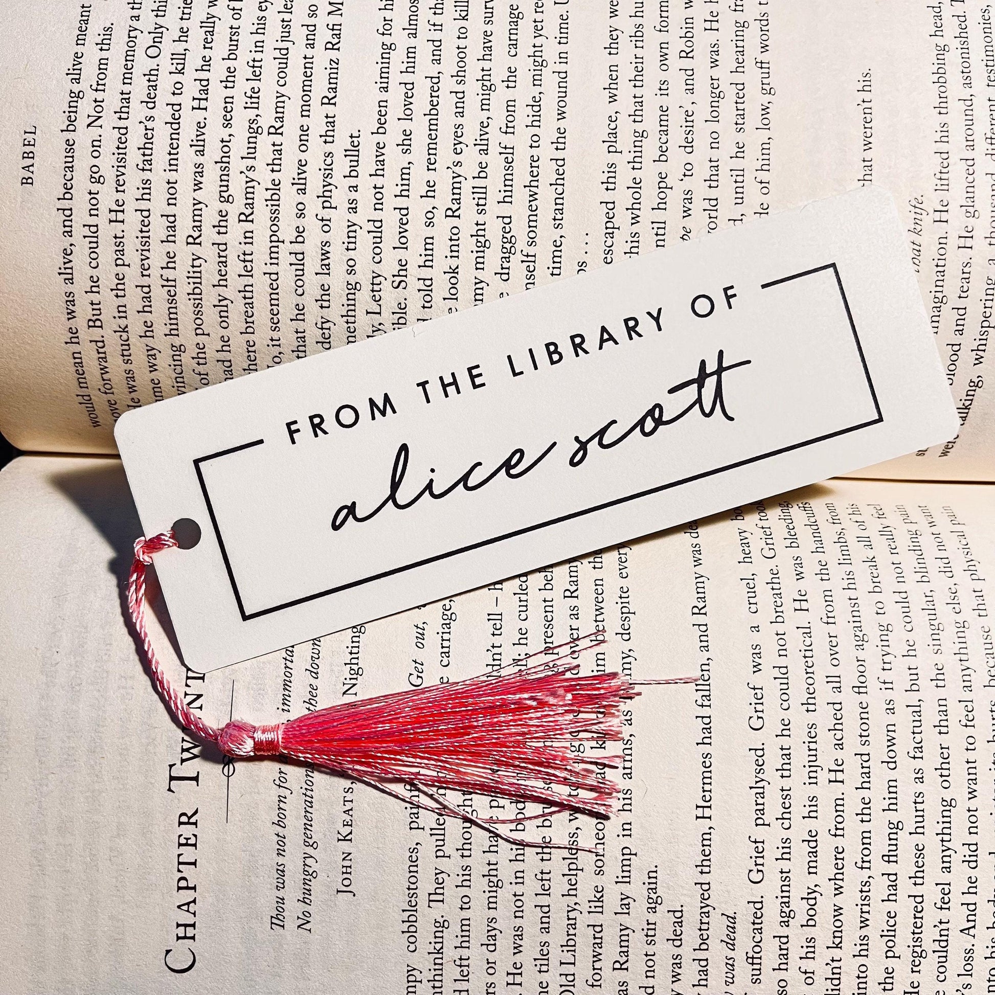Book Lover Gift Bookmark: Personalized Name - Custom Tassel Colors bookmark by Magic & Meaning
