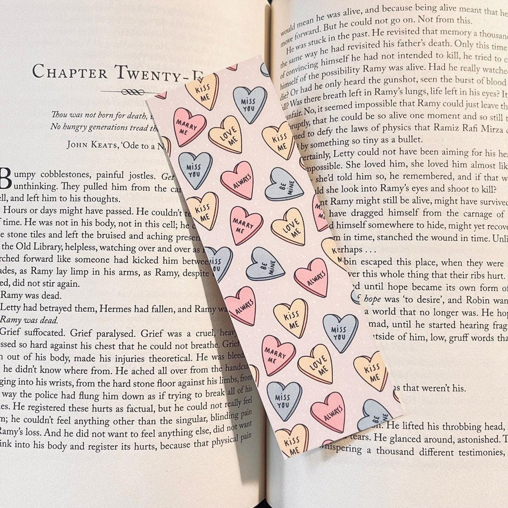 Funny Sarcastic Bookmark, Conversation Hearts, Cute Valentine’s bookmark by Magic & Meaning