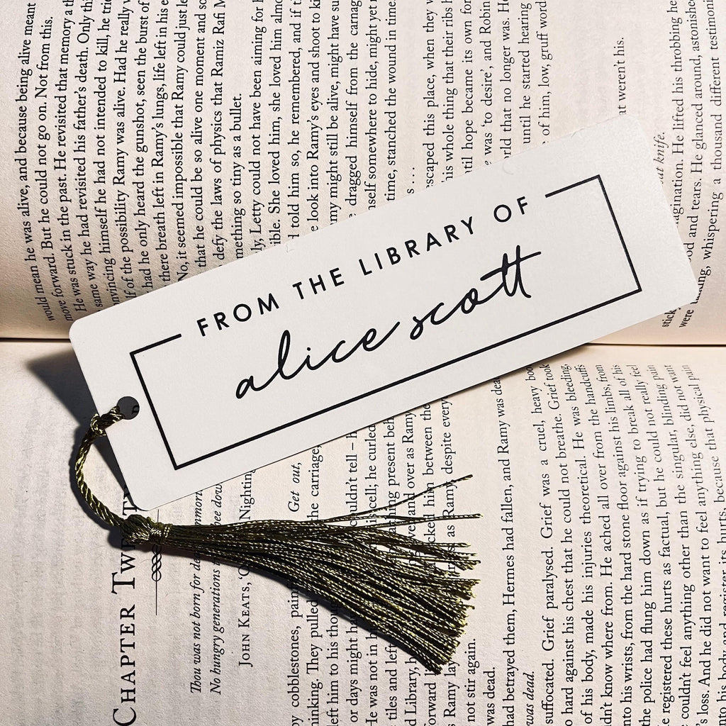 Book Lover Gift Bookmark: Personalized Name - Custom Tassel Colors bookmark by Magic & Meaning