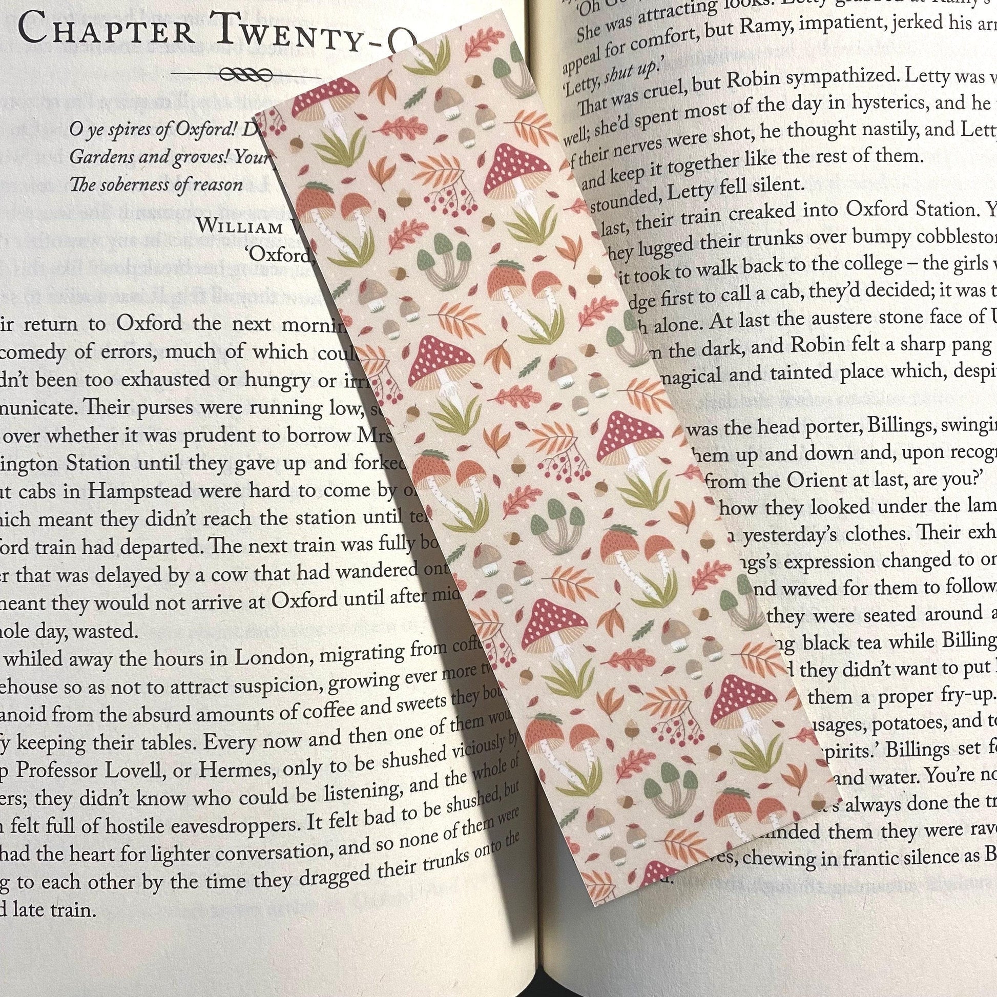 Mushroom Forest Bookmark: Laminated Book Lover Gift with Tassel bookmark by Magic & Meaning