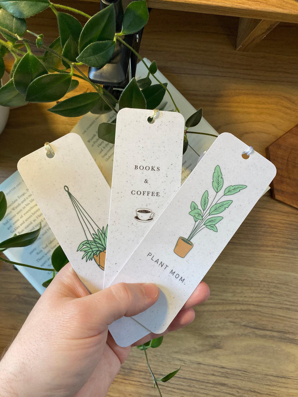 Plant Mom Bookmark, Laminated Houseplant Art (Durable Cardstock) bookmark by Magic & Meaning