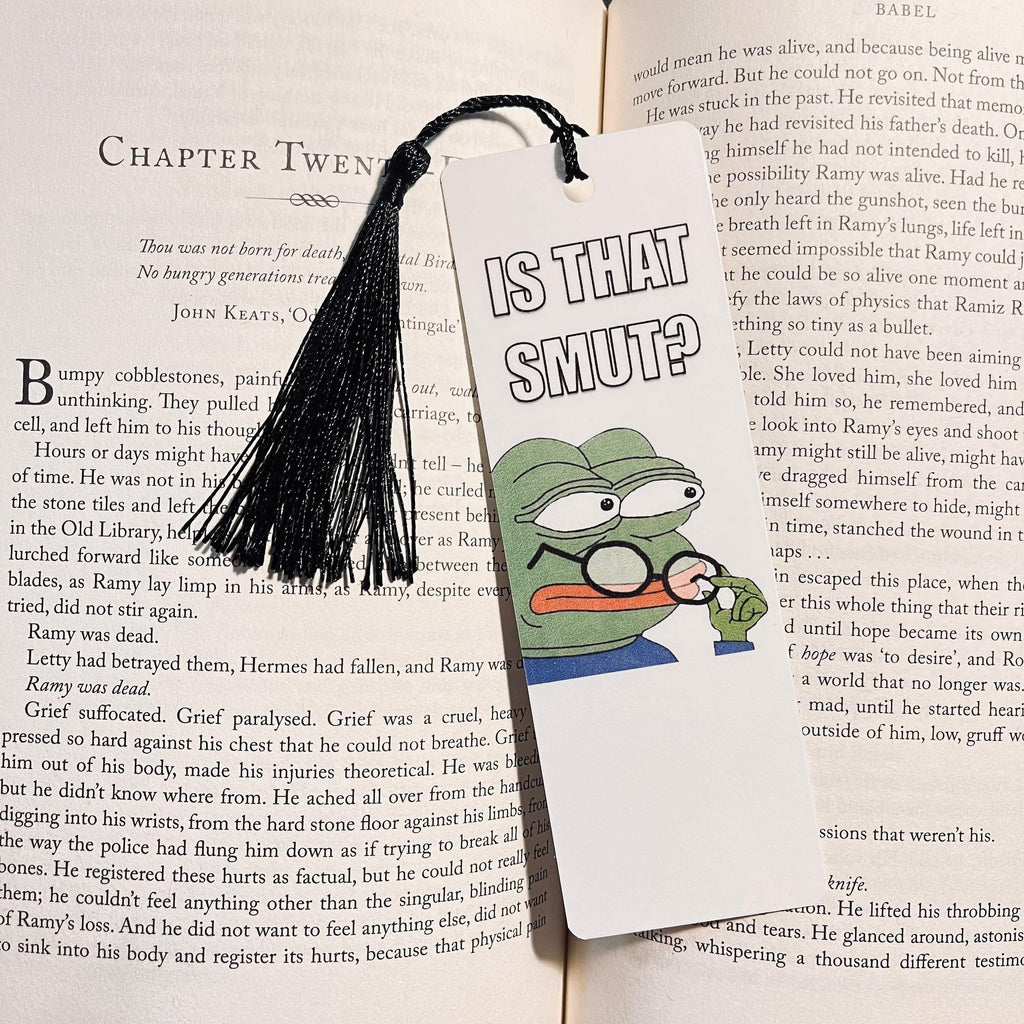 Judging Pepe Smut Bookmark: Funny Reading Humor bookmark by Magic & Meaning
