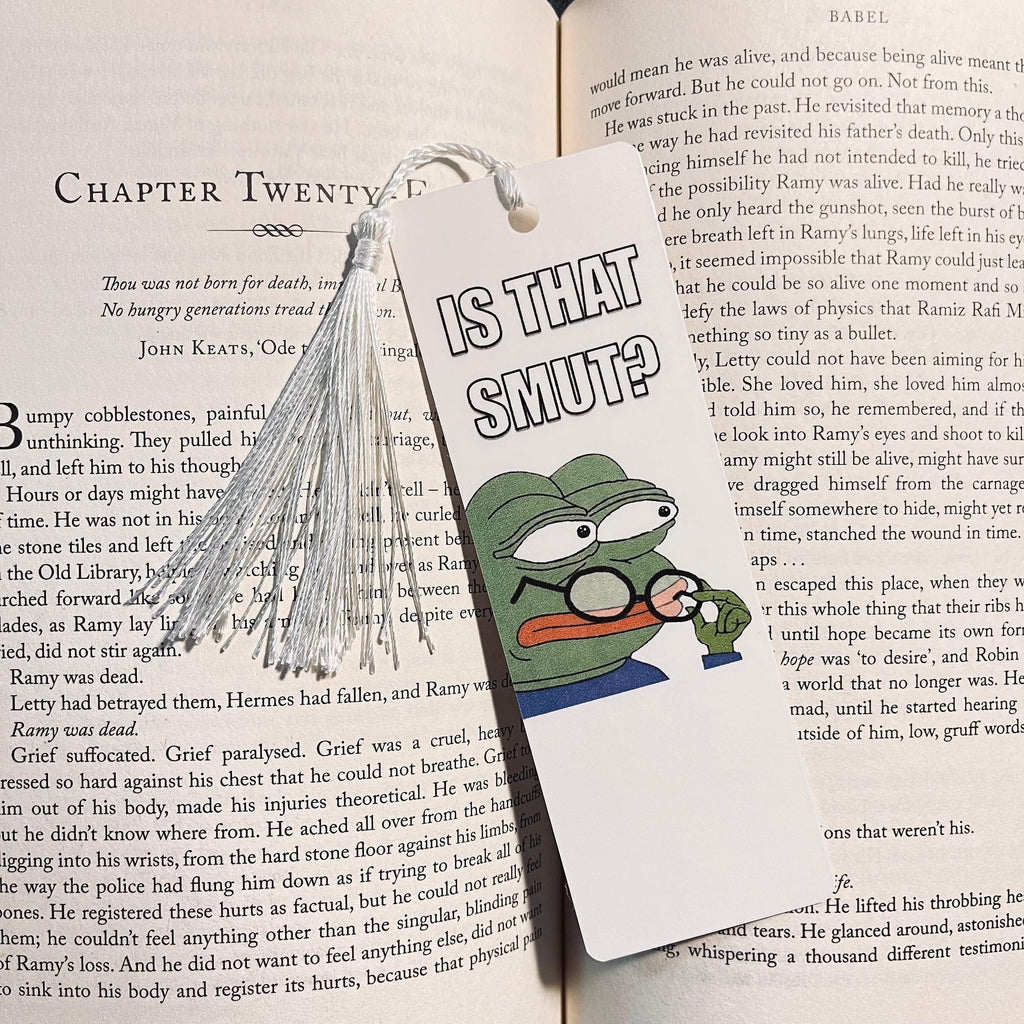 Judging Pepe Smut Bookmark: Funny Reading Humor bookmark by Magic & Meaning