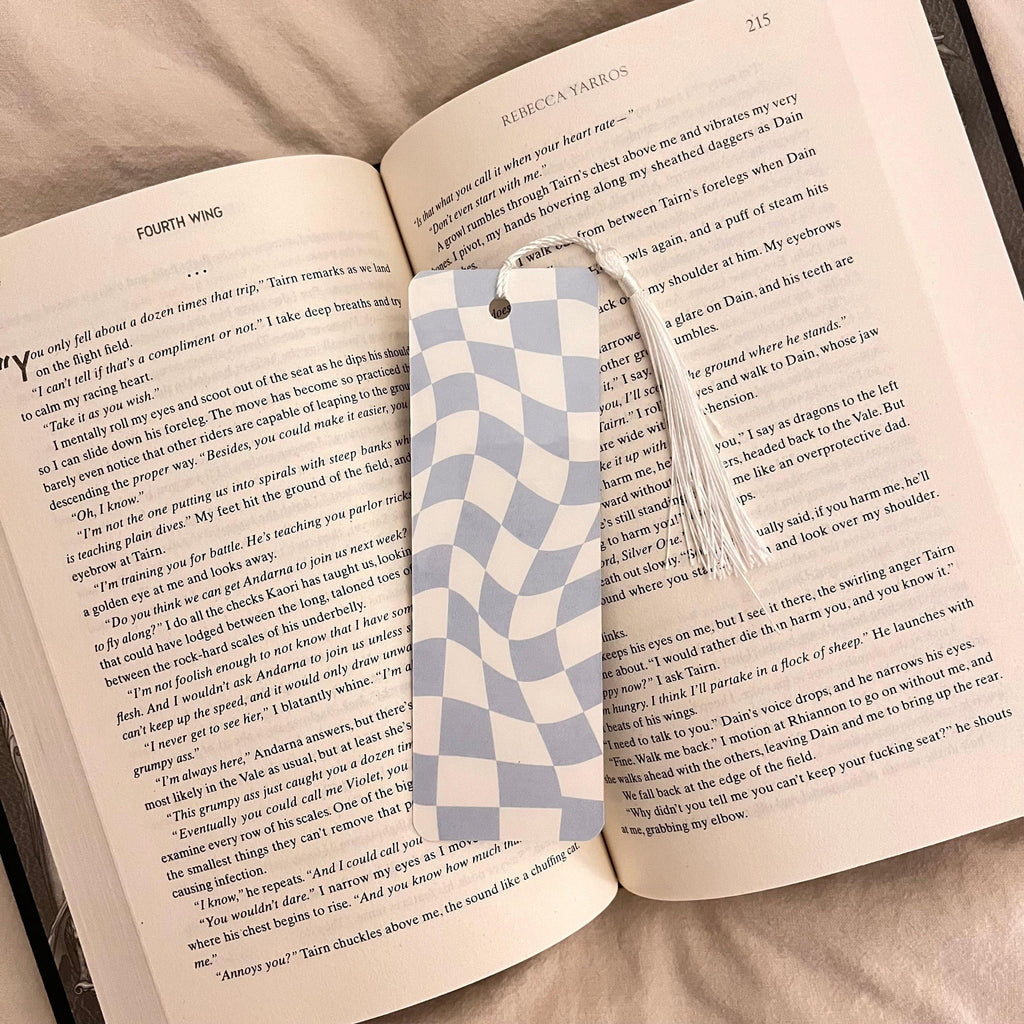Book Lover Gift Bookmark, Blue Checkered Wavy (Handmade) bookmark by Magic & Meaning