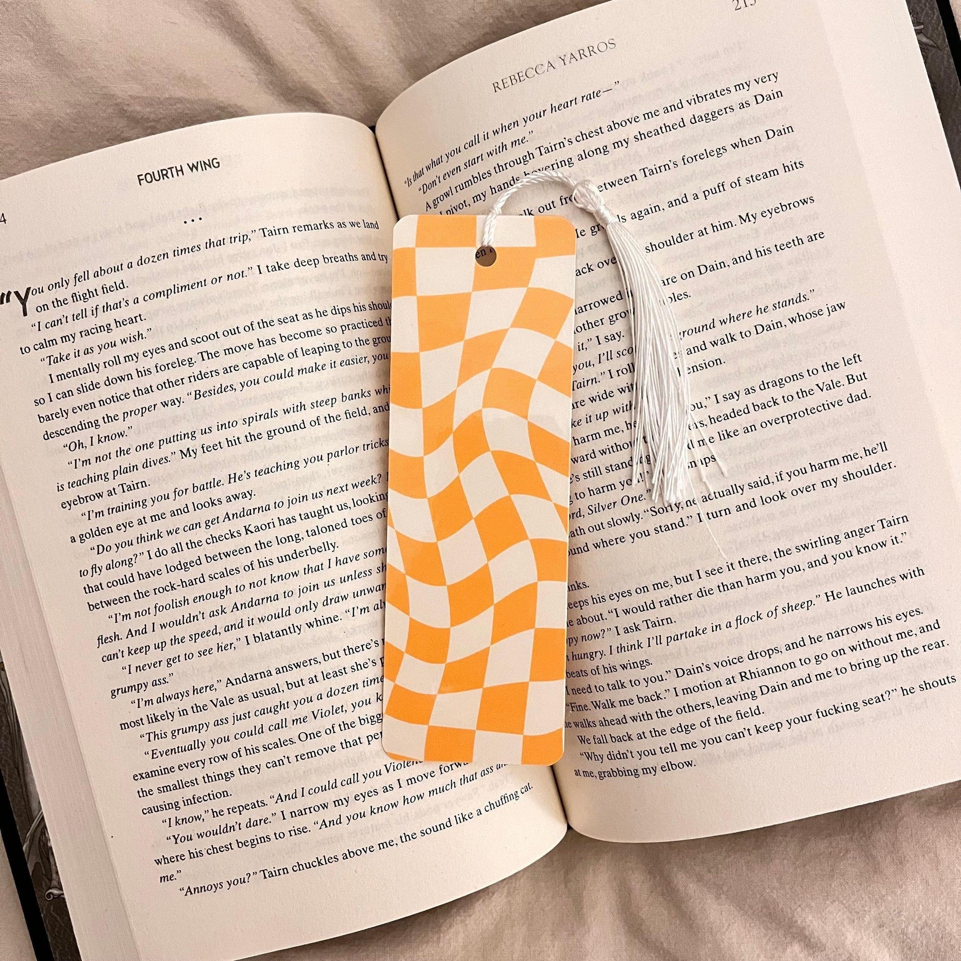Bookmark for Book Lovers: Yellow Wavy Checkered - Laminated Durable bookmark by Magic & Meaning