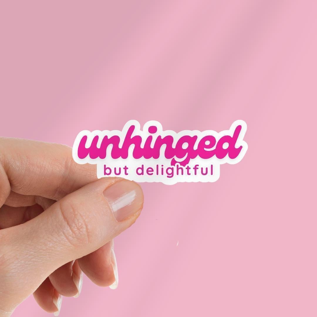 Unhinged But Delightful Anxiety Sticker: Sarcastic Vinyl Decal sticker by Magic & Meaning
