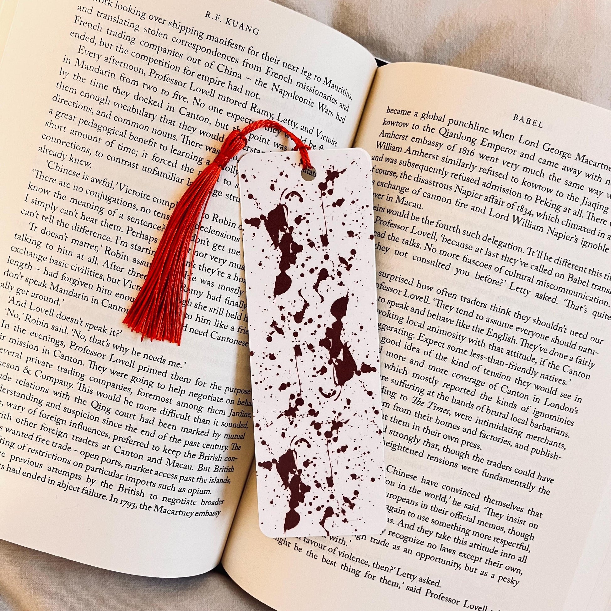 Blood Splatter Bookmark: Halloween Horror Theme, Laminated bookmark by Magic & Meaning