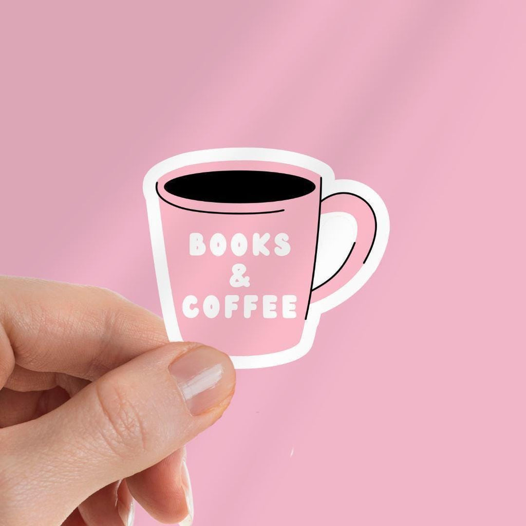 Reading Cat Kindle Sticker: Books & Coffee Vinyl Decal sticker by Magic & Meaning