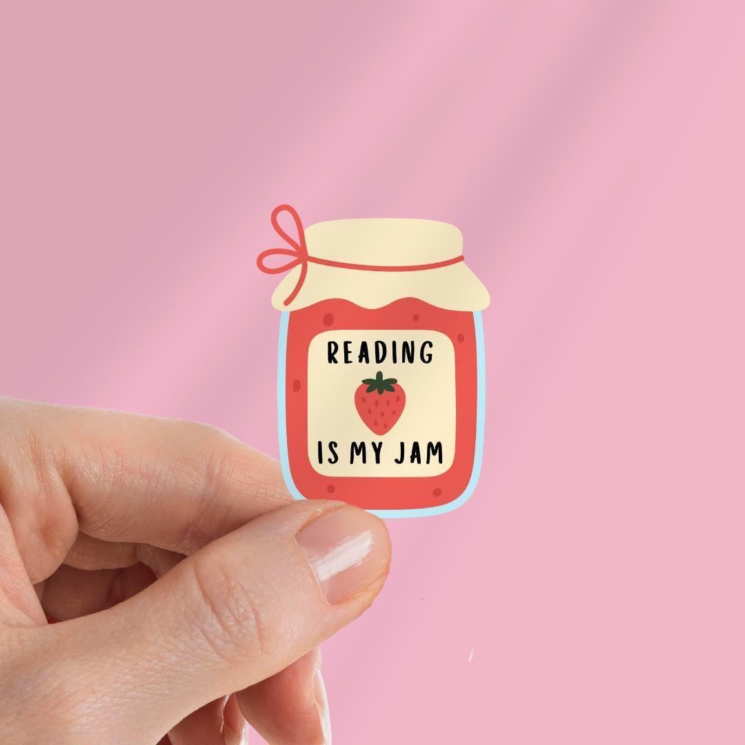 Reading is My Jam Kindle Sticker: Funny Book Lover Laptop Decal sticker by Magic & Meaning