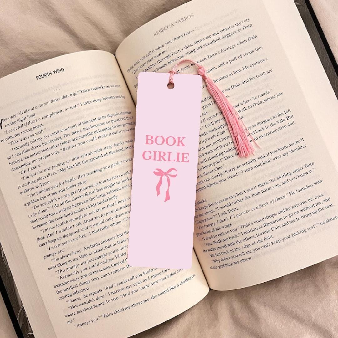 Floral Ribbon Bow Bookmark - Cute Girly Style on Laminated Cardstock bookmark by Magic & Meaning