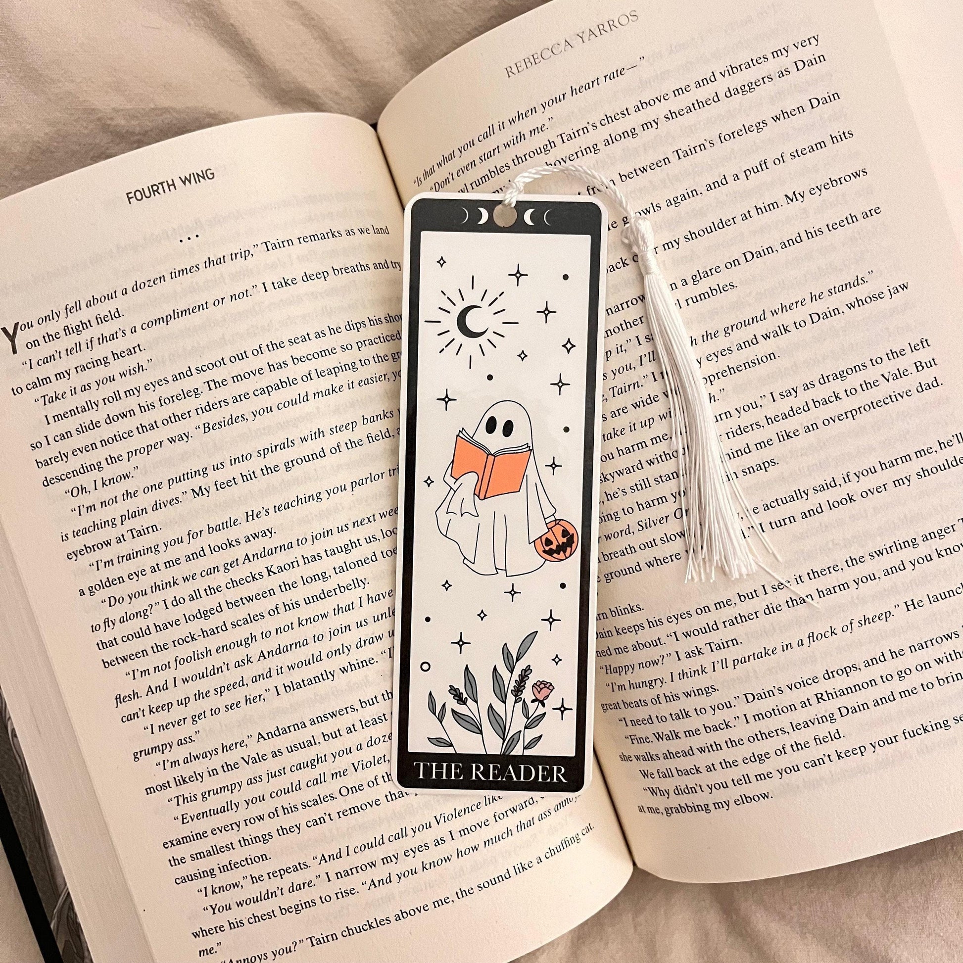 Tarot Card Bookmark - Ghost and Skeleton Design, Laminated bookmark by Magic & Meaning
