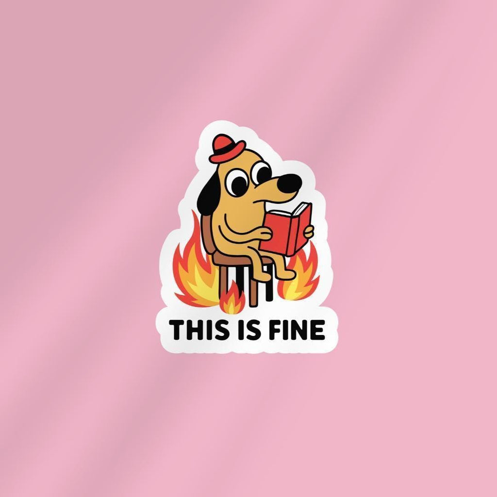 This is Fine Meme Dog Sticker: Funny Book Lover Kindle Decal sticker by Magic & Meaning