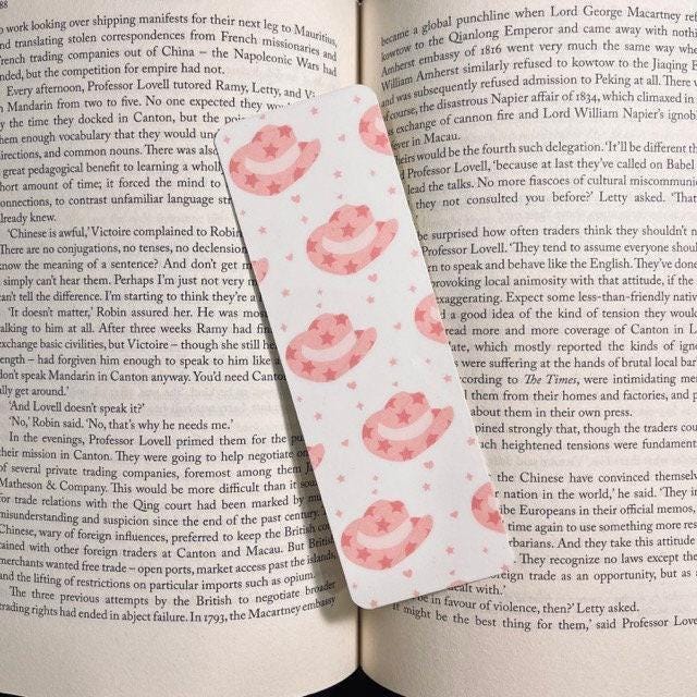 Pink Cowgirl Hat Bookmark, Girly and Sassy (Funny Book Lover Gift) bookmark by Magic & Meaning