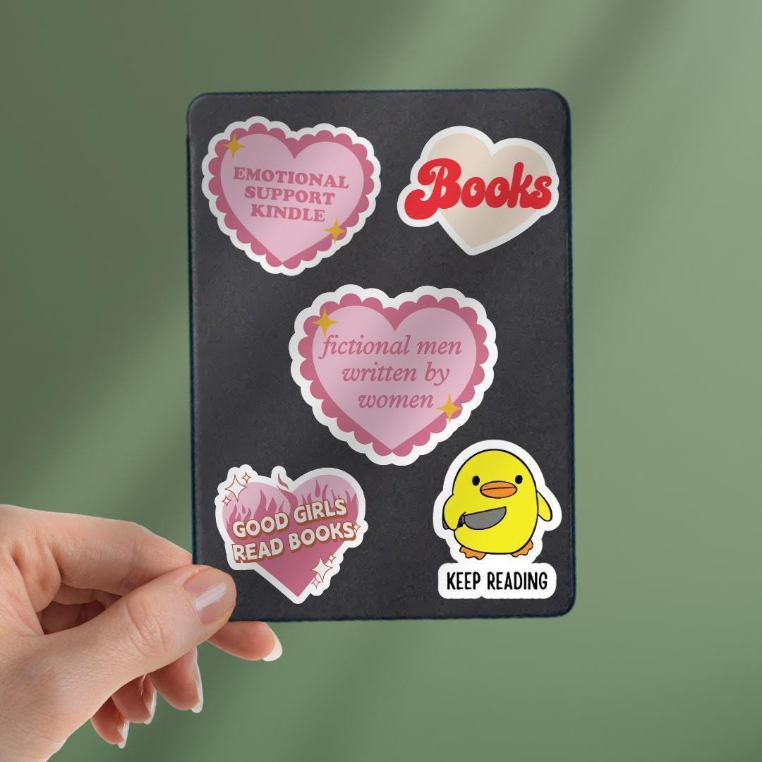 Fictional Men Written By Women Kindle Sticker: Book Lover Vinyl Decal sticker by Magic & Meaning