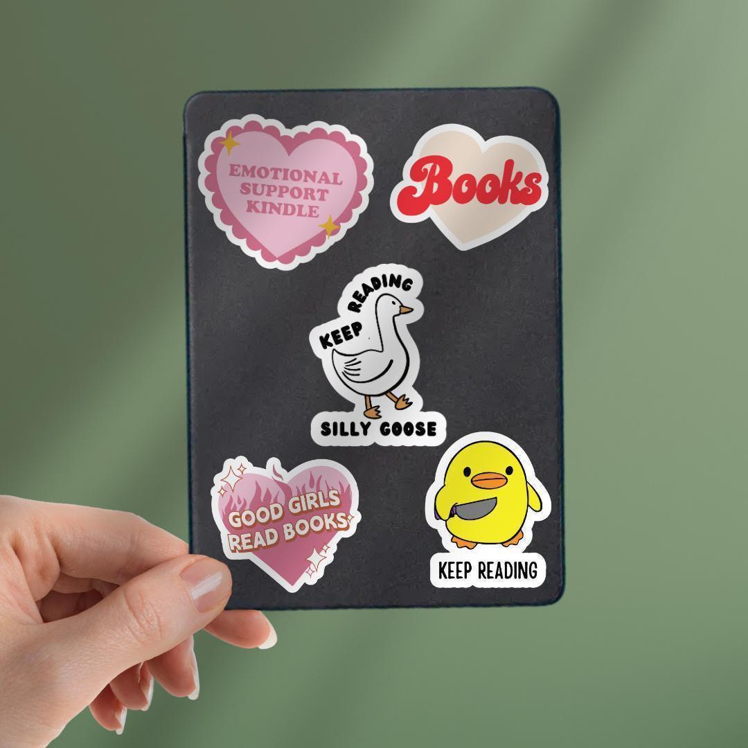 Duck With Knife Kindle Sticker: Book Lover Vinyl Decal sticker by Magic & Meaning