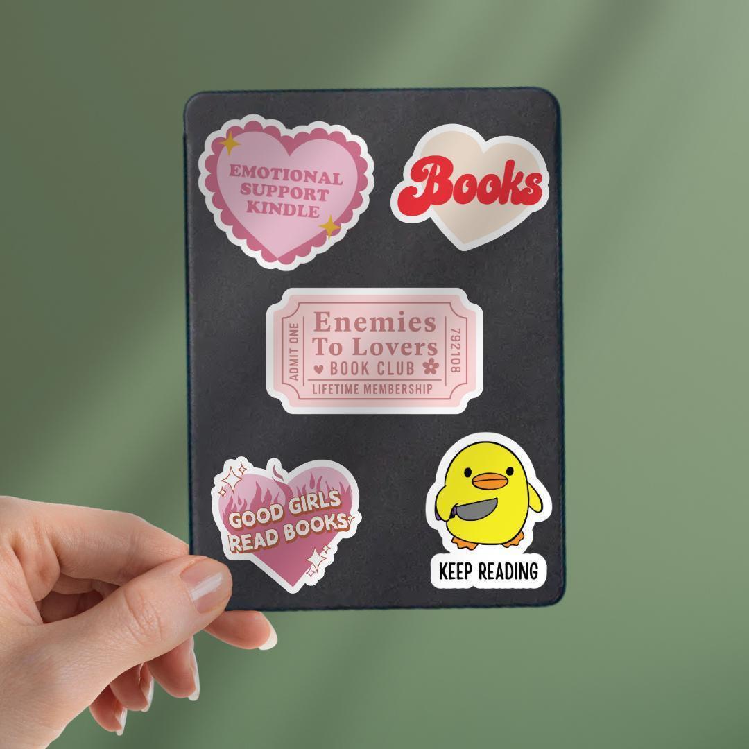 Enemies to Lovers Book Club Kindle Sticker: Bookish E-Reader Decal sticker by Magic & Meaning