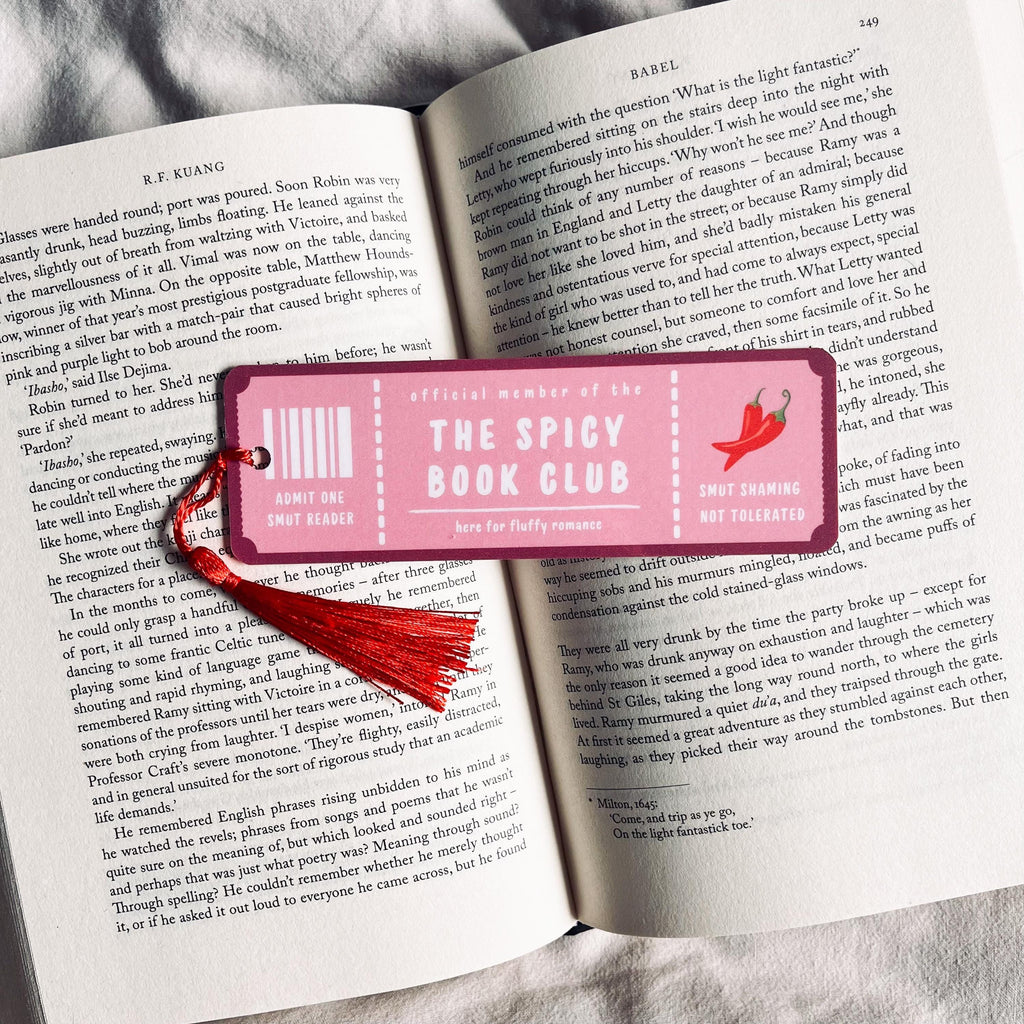 Funny Literary Bookmark: Spicy Book Club Design (Handmade with Tassel) bookmark by Magic & Meaning