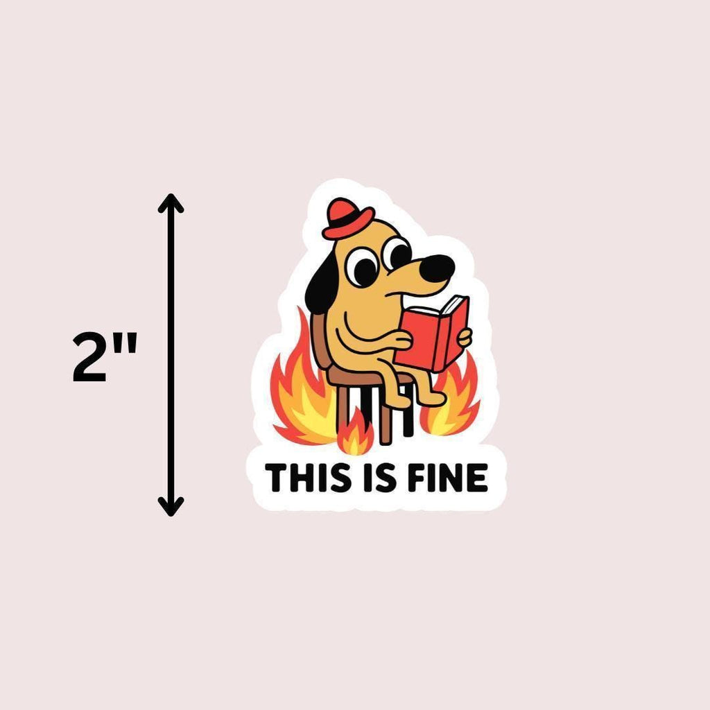 This is Fine Meme Dog Sticker: Funny Book Lover Kindle Decal sticker by Magic & Meaning