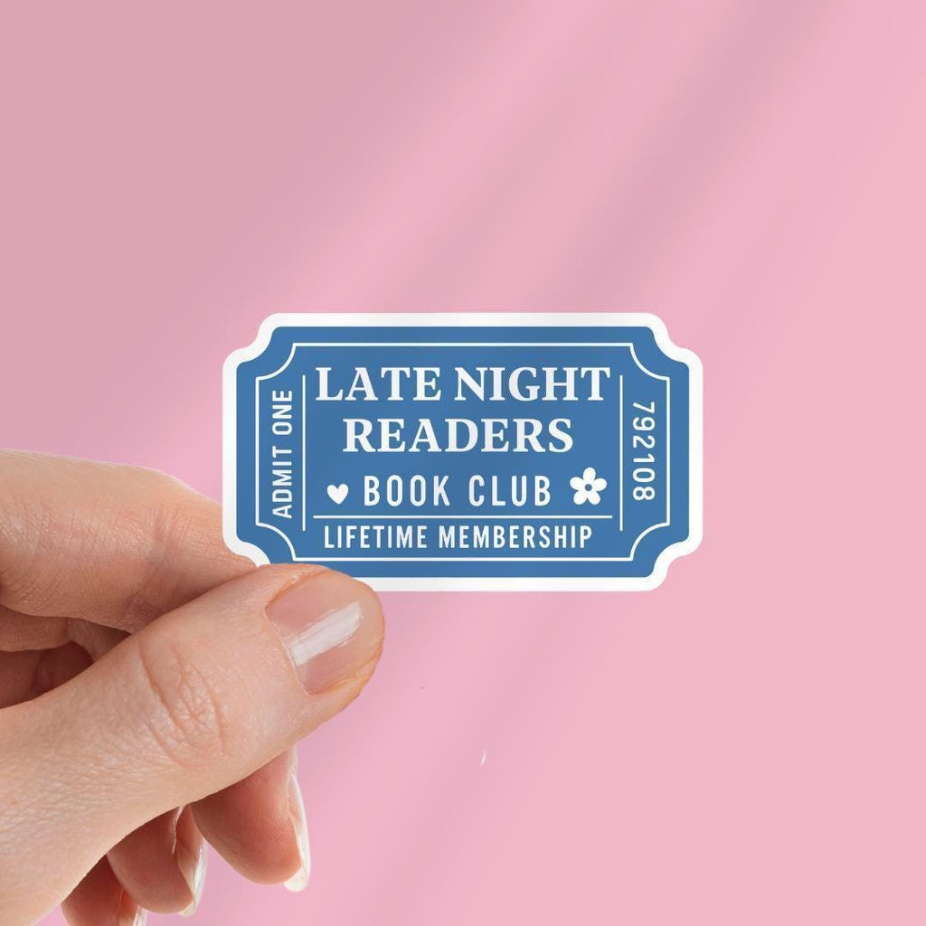 Late Night Readers Club Kindle Sticker: Book Lover Vinyl Decal sticker by Magic & Meaning