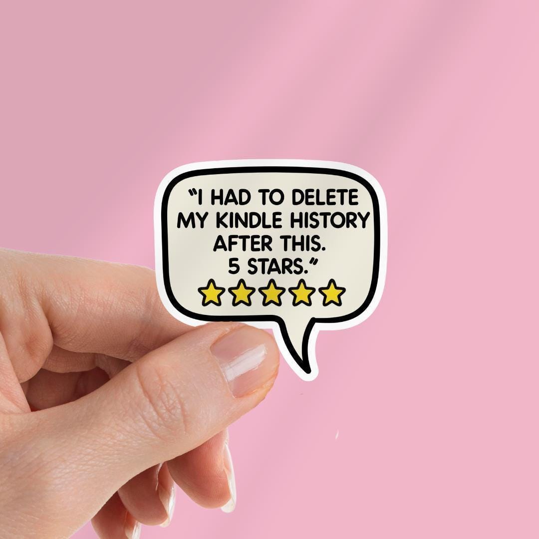 Kindle History Sticker: Book Review 5 Stars - Weatherproof Vinyl sticker by Magic & Meaning