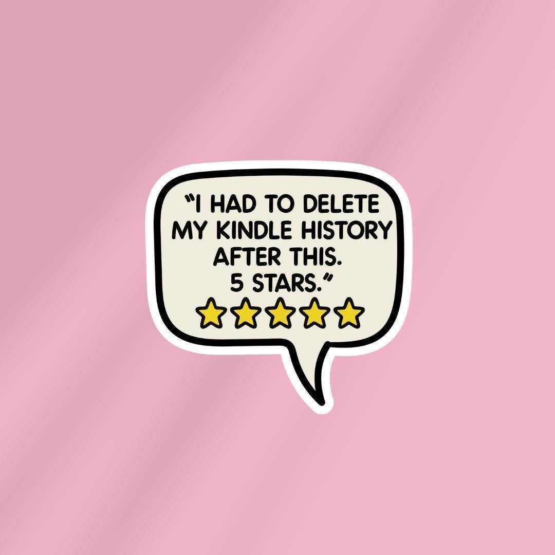 Kindle History Sticker: Book Review 5 Stars - Weatherproof Vinyl sticker by Magic & Meaning