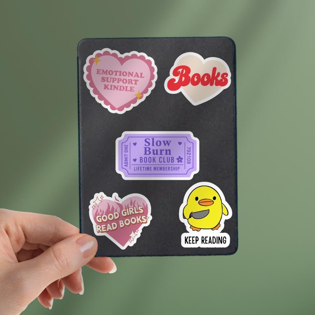 Slow Burn Book Club Kindle Sticker: Book Lover E-reader Decal sticker by Magic & Meaning