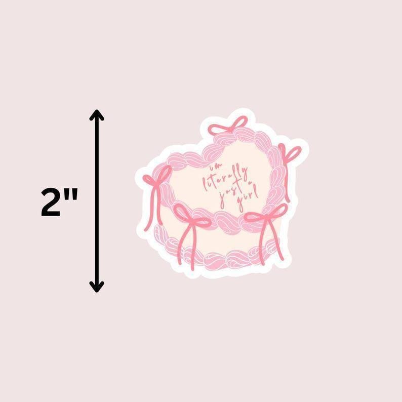 Coquette Kindle Sticker: Heart Cake & Bow - Girly Laptop Decal sticker by Magic & Meaning