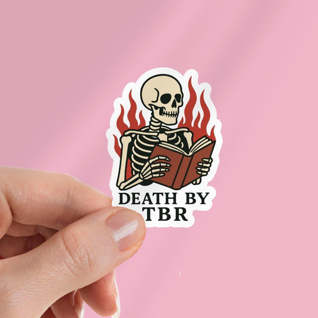 Death By TBR Skeleton Kindle Sticker, Book Lover Decal sticker by Magic & Meaning