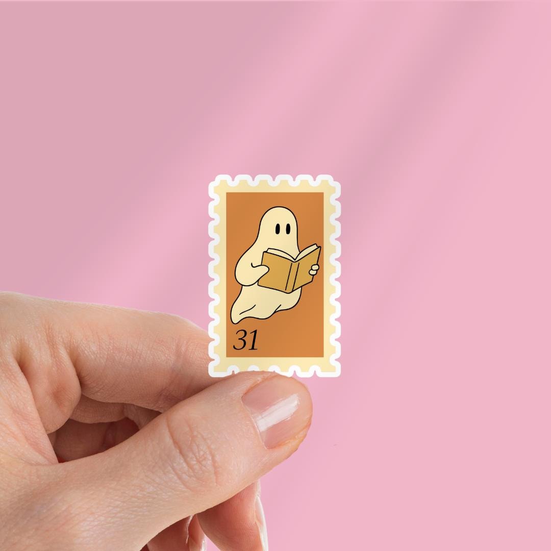 Halloween Postage Stamp Kindle Sticker: Weatherproof Vinyl Decal sticker by Magic & Meaning