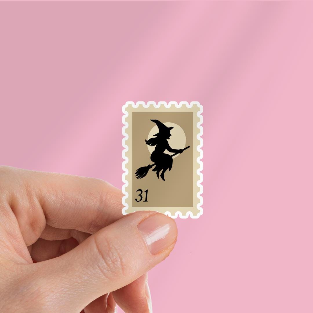 Halloween Witch Postage Stamp Sticker: Weatherproof Kindle Decal sticker by Magic & Meaning
