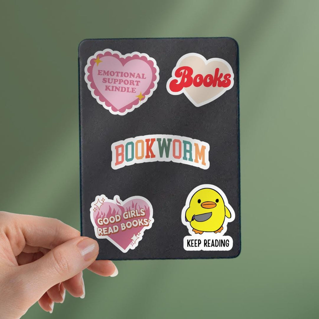 Bookworm Rainbow Kindle Sticker: Funny Book Lover Laptop Decal sticker by Magic & Meaning