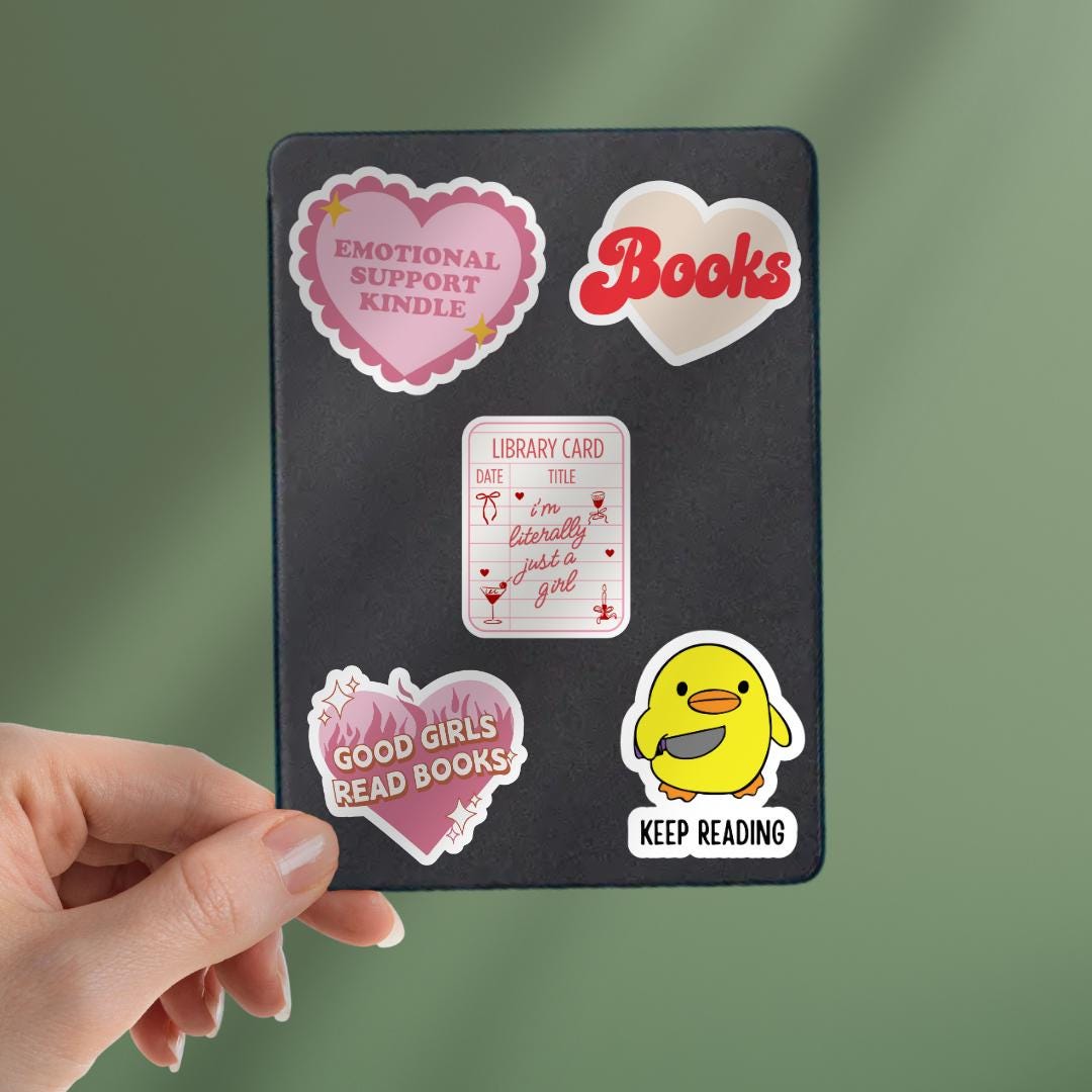 I'm Literally Just A Girl Kindle Sticker: Library Card Book Sticker Gift For Reader sticker by Magic & Meaning