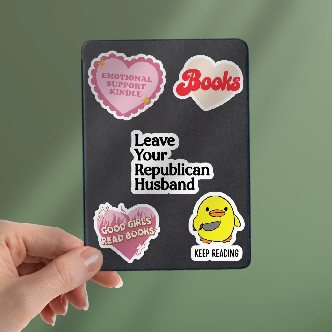 Leave Your Republican Husband Kindle Sticker: Protest Liberal Leftist Democracy Human Rights Laptop Decal sticker by Magic & Meaning