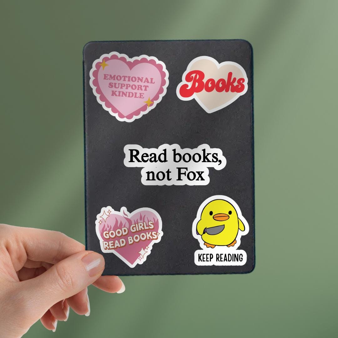 Read Books, Not Fox Kindle Sticker: Protest Liberal Leftist Democracy Human Rights Laptop Decal sticker by Magic & Meaning
